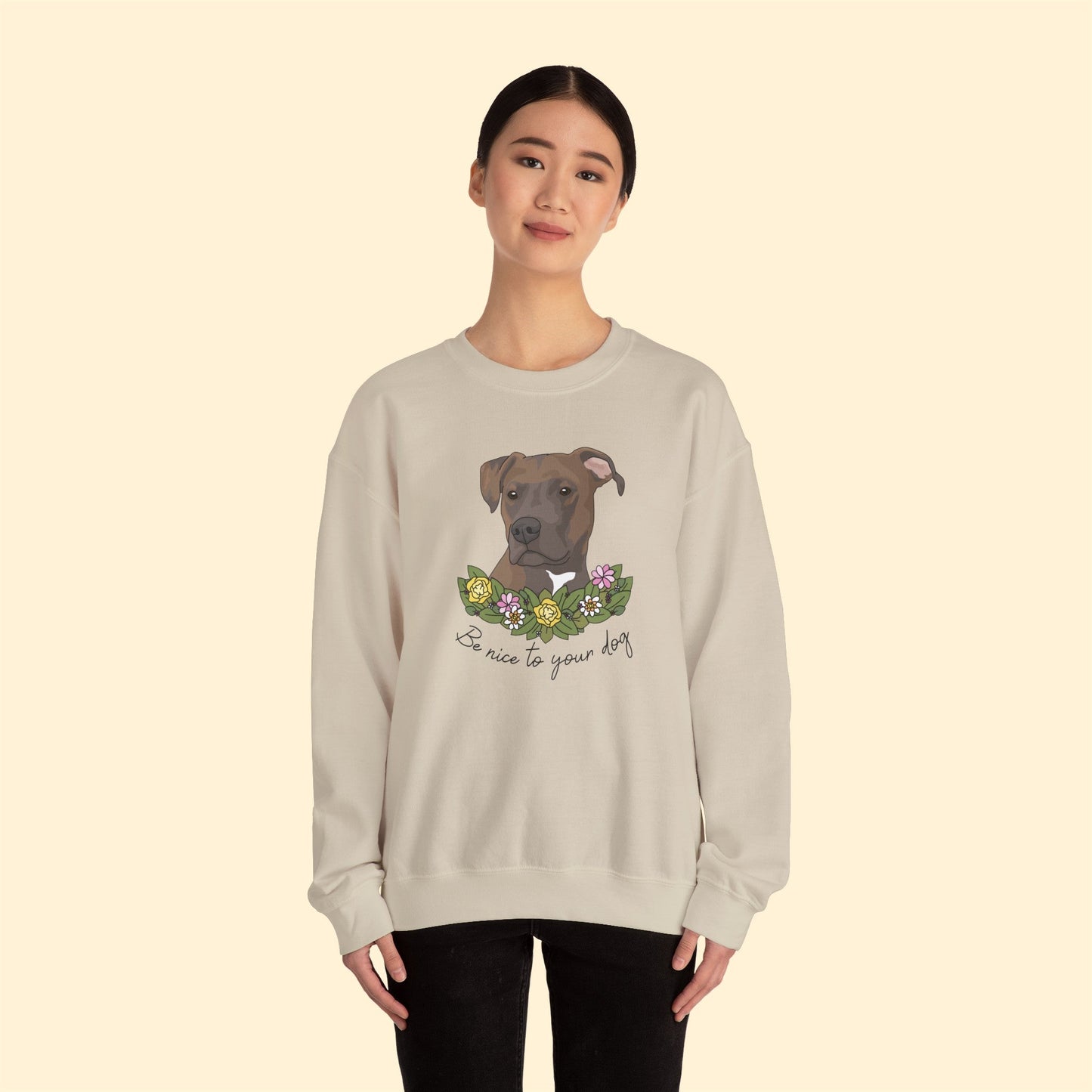 Be Nice to Your Dog | Crewneck Sweatshirt - Detezi Designs-53114851598401908963