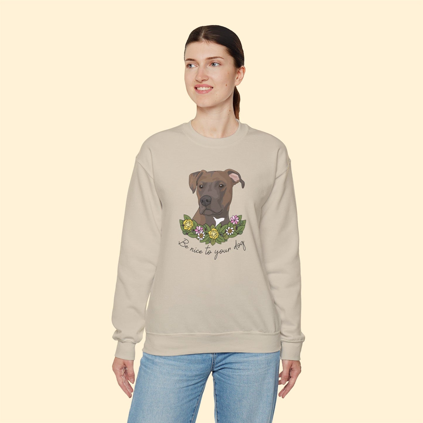 Be Nice to Your Dog | Crewneck Sweatshirt - Detezi Designs-53114851598401908963