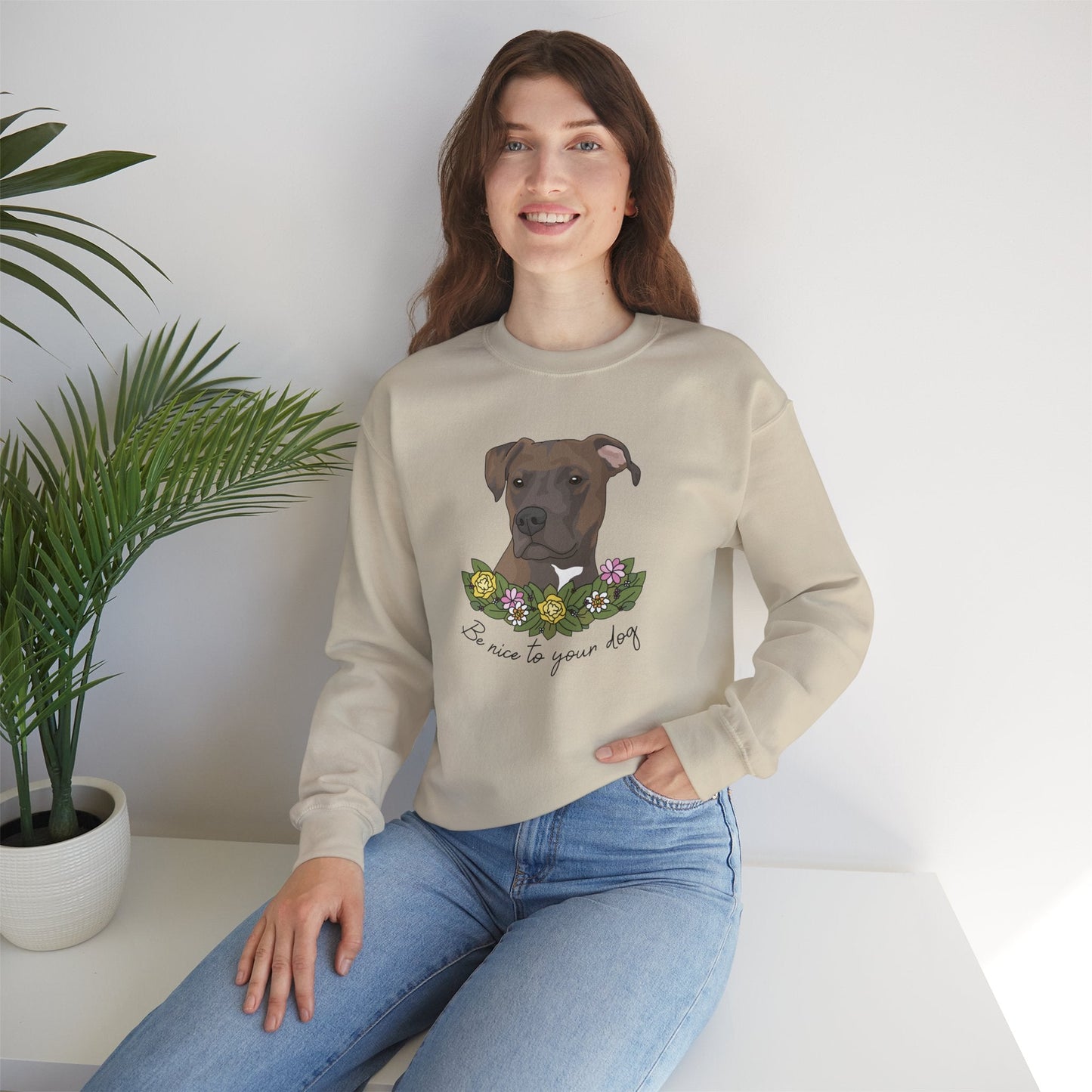 Be Nice to Your Dog | Crewneck Sweatshirt - Detezi Designs-53114851598401908963