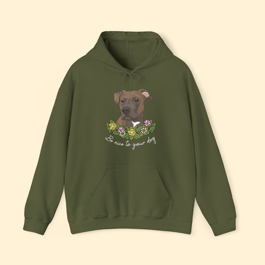 Be Nice to Your Dog | Hooded Sweatshirt - Detezi Designs-16051015733457010491