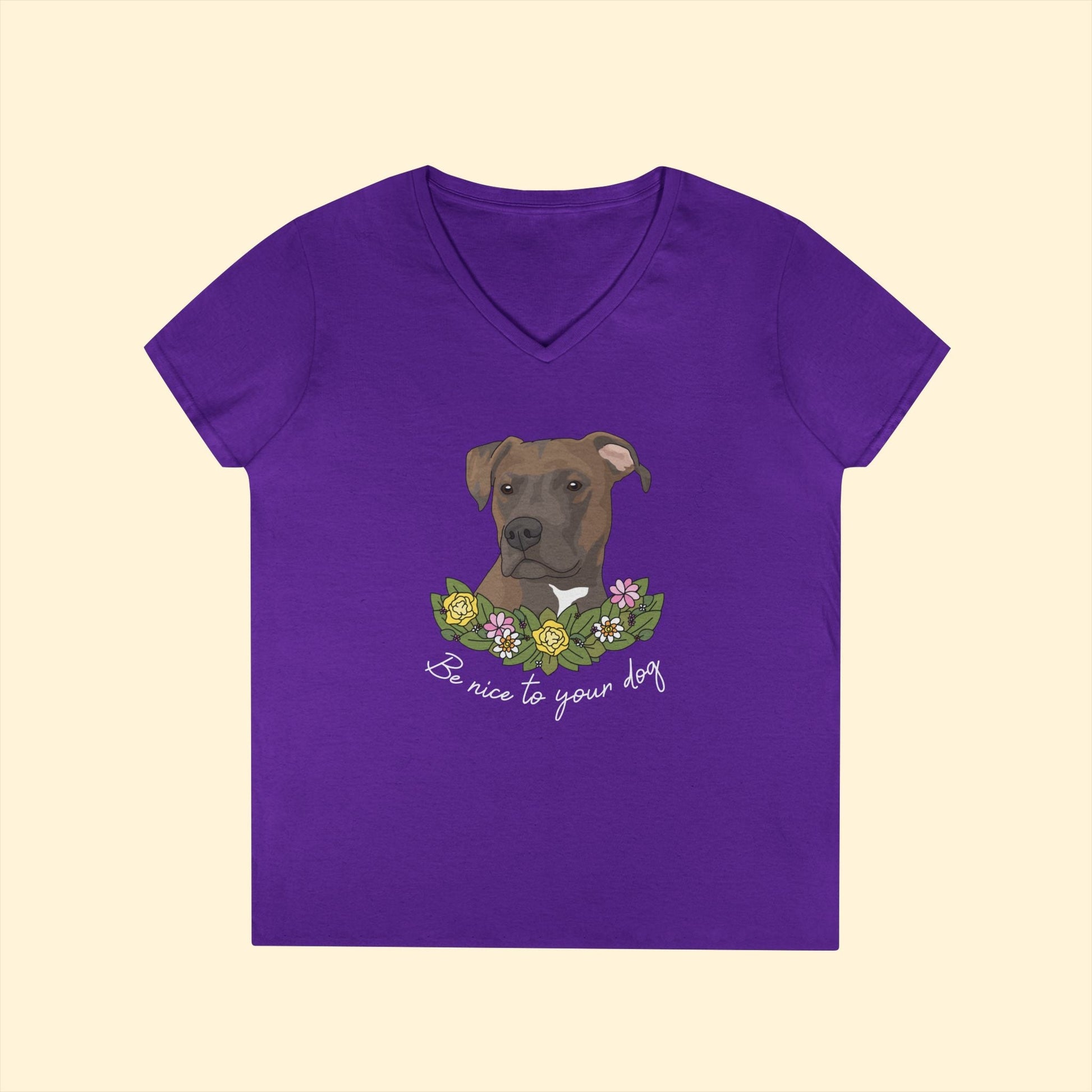 Be Nice To Your Dog | Ladies' V - Neck T-Shirt - Detezi Designs - 85658336413438395687