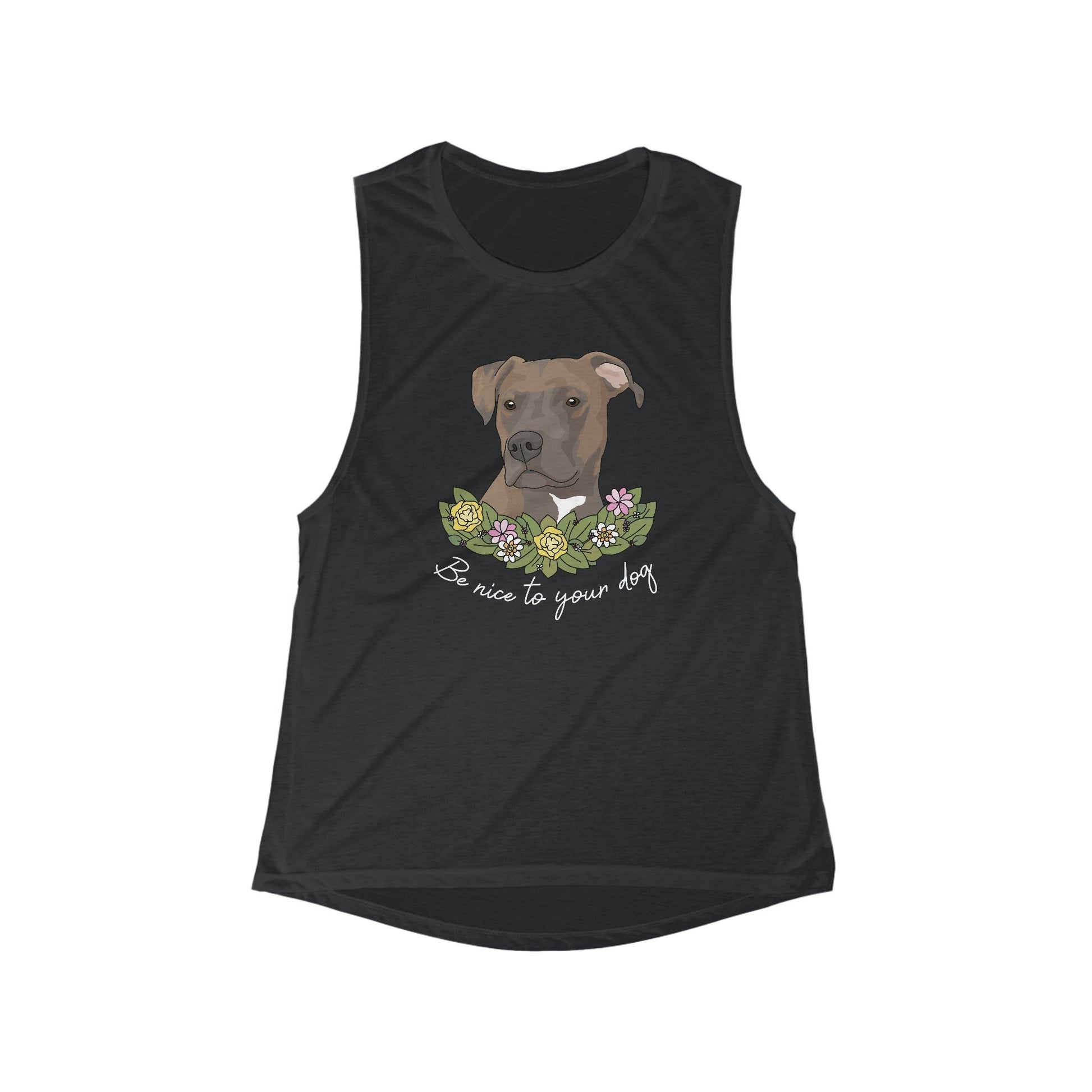 Be Nice To Your Dog | Women's Flowy Scoop Muscle Tank - Detezi Designs-22384463497971348535