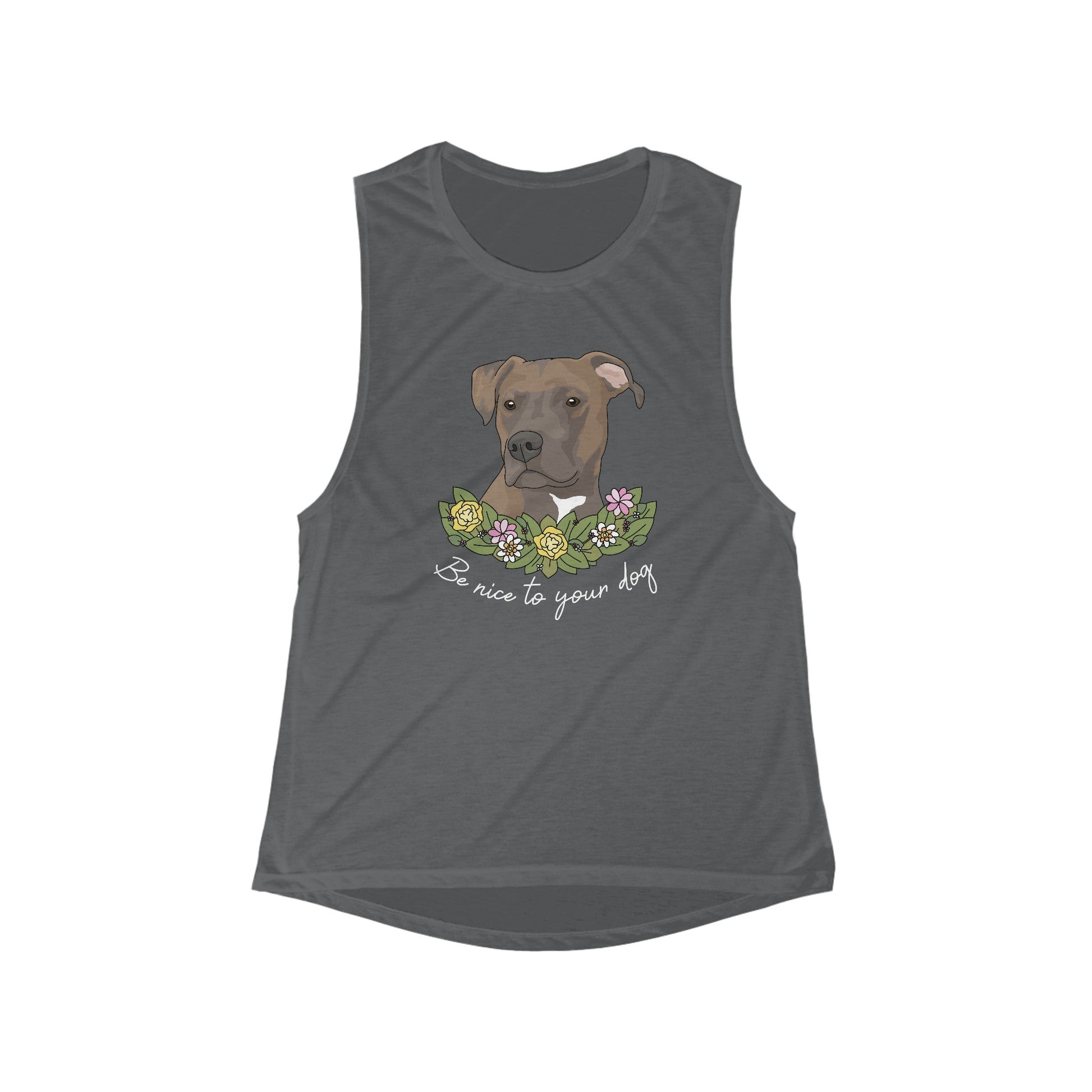 Be Nice To Your Dog | Women's Flowy Scoop Muscle Tank - Detezi Designs-28108285887736260818