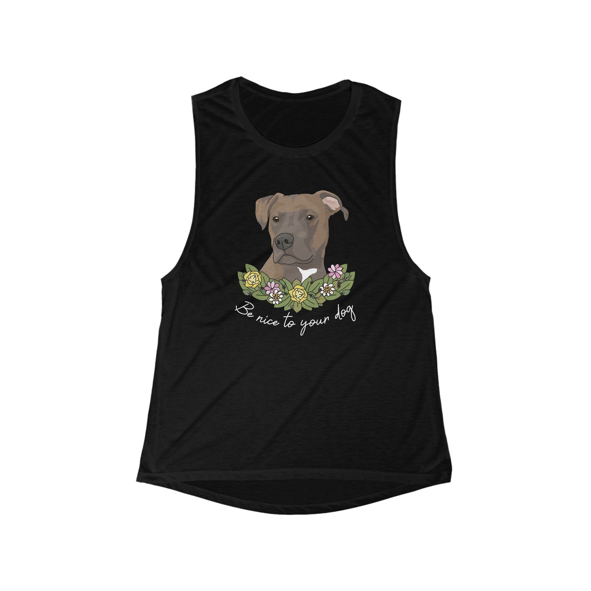 Be Nice To Your Dog | Women's Flowy Scoop Muscle Tank - Detezi Designs-33931253616802503506