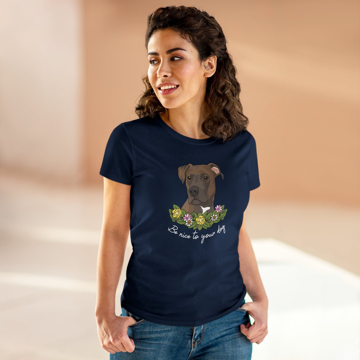 Be Nice To Your Dog | Women's Midweight Cotton Tee - Detezi Designs - 32122438509618414392