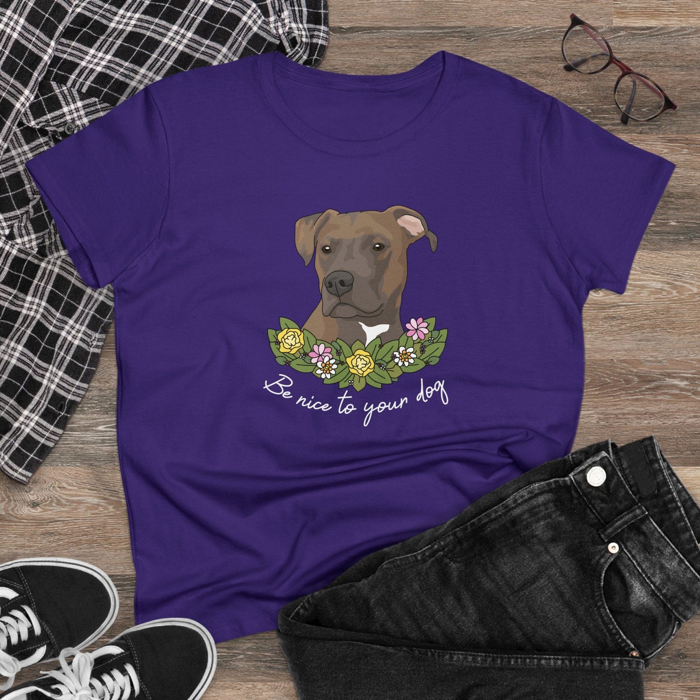 Be Nice To Your Dog | Women's Midweight Cotton Tee - Detezi Designs - 32122438509618414392