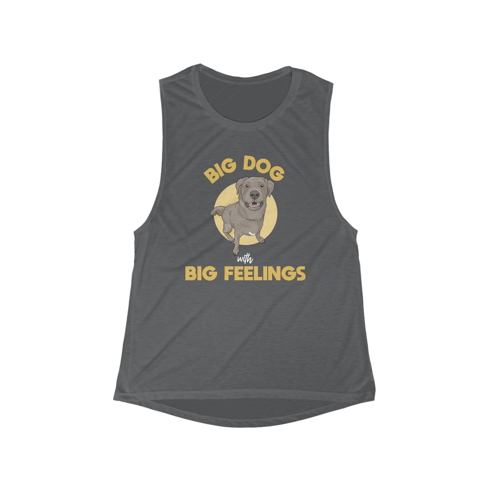 Big Dog with Big Feelings | Women's Flowy Scoop Muscle Tank - Detezi Designs-17345268052365950415