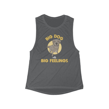 Big Dog with Big Feelings | Women's Flowy Scoop Muscle Tank - Detezi Designs-17345268052365950415