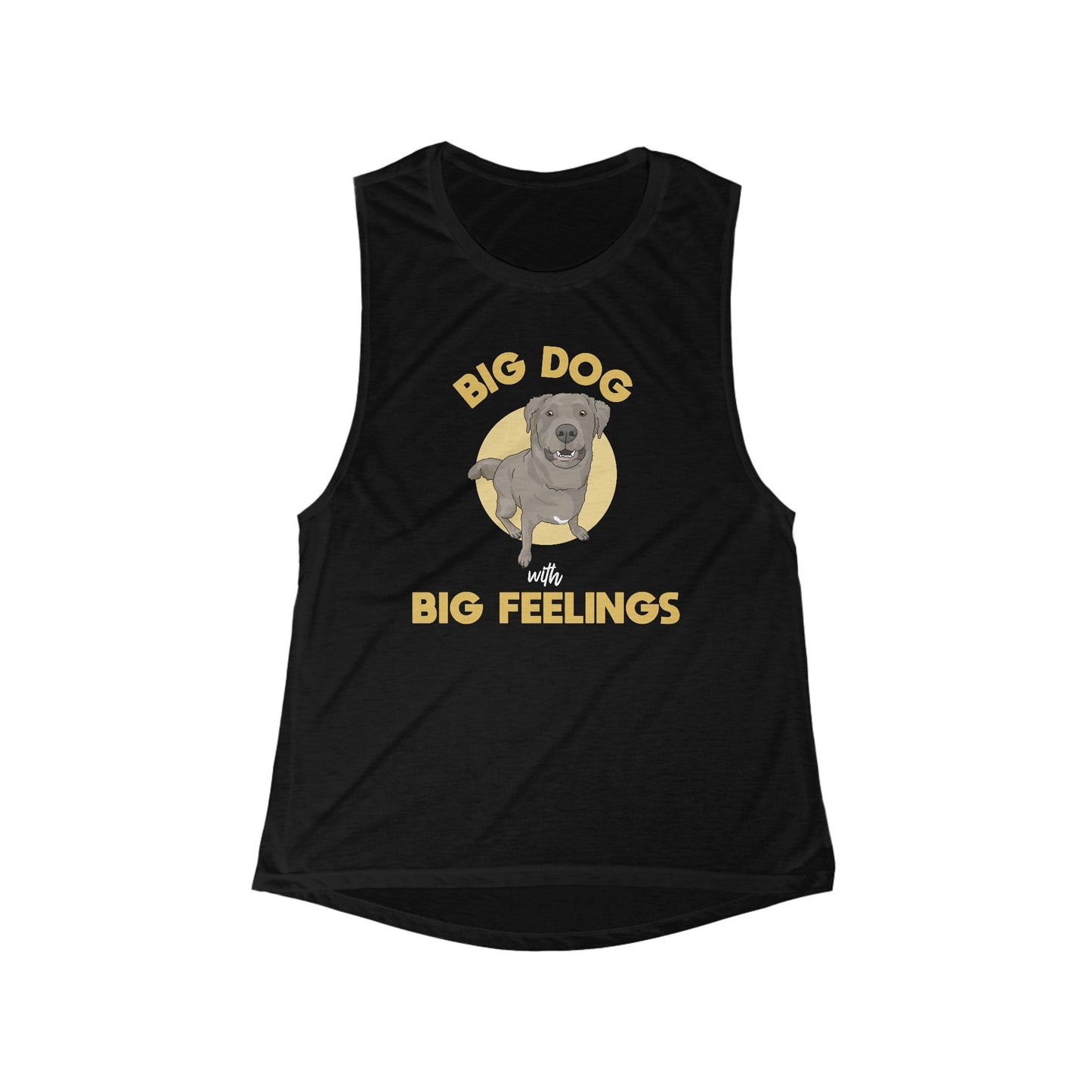 Big Dog with Big Feelings | Women's Flowy Scoop Muscle Tank - Detezi Designs-30172150741709106962