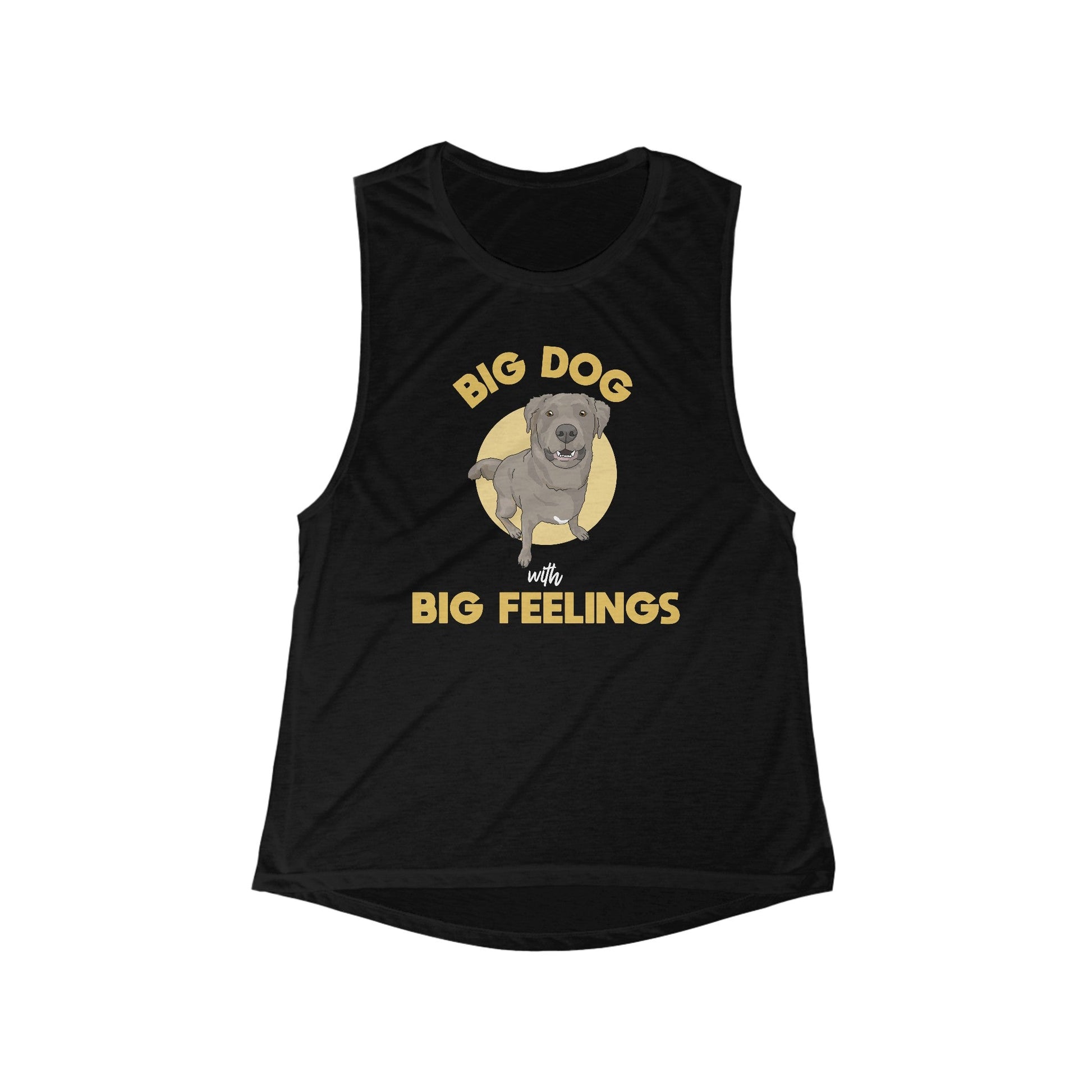 Big Dog with Big Feelings | Women's Flowy Scoop Muscle Tank - Detezi Designs-30172150741709106962