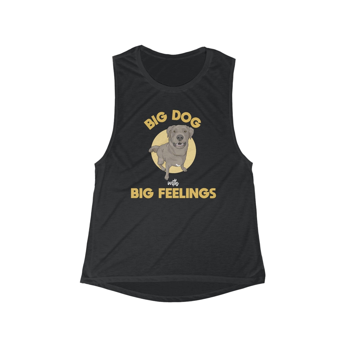 Big Dog with Big Feelings | Women's Flowy Scoop Muscle Tank - Detezi Designs-94090227034900968192