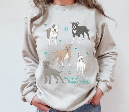 Big Heads, Bigger Hearts | Crewneck Sweatshirt - Detezi Designs - 31353062864520232963