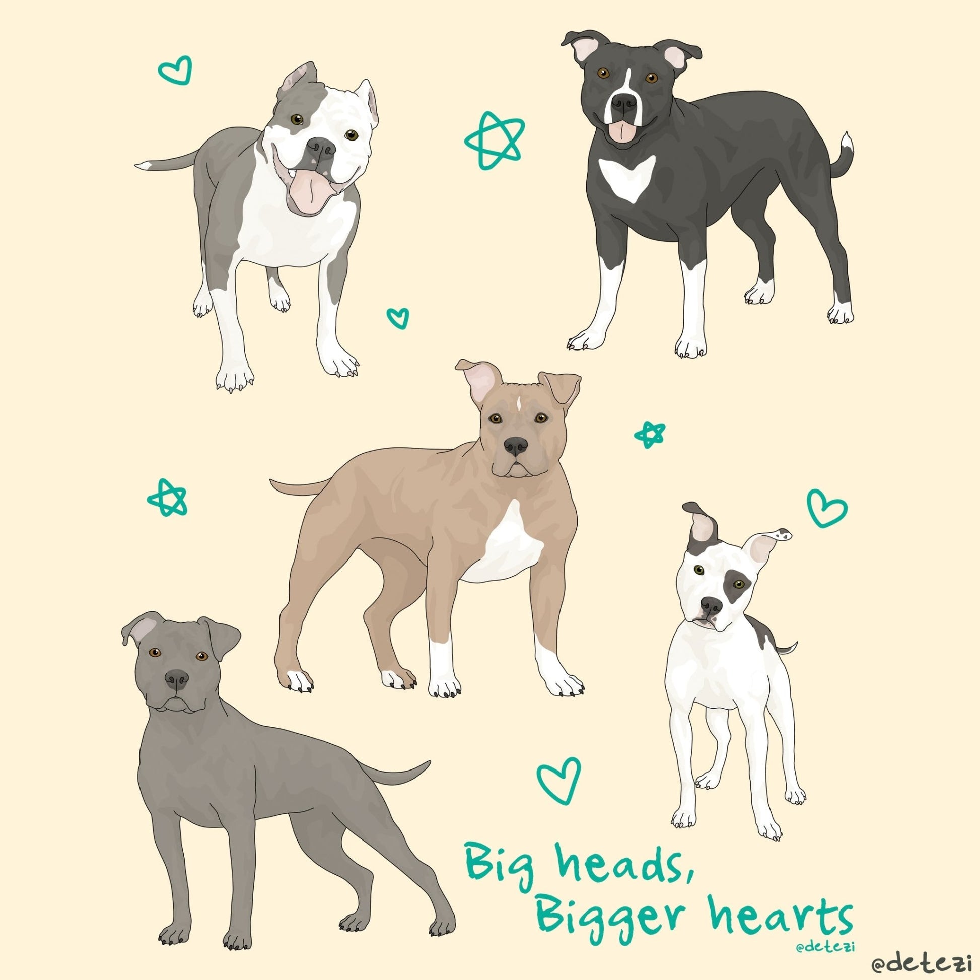 Big Heads, Bigger Hearts | Giclee Fine Art Print - Detezi Designs - 