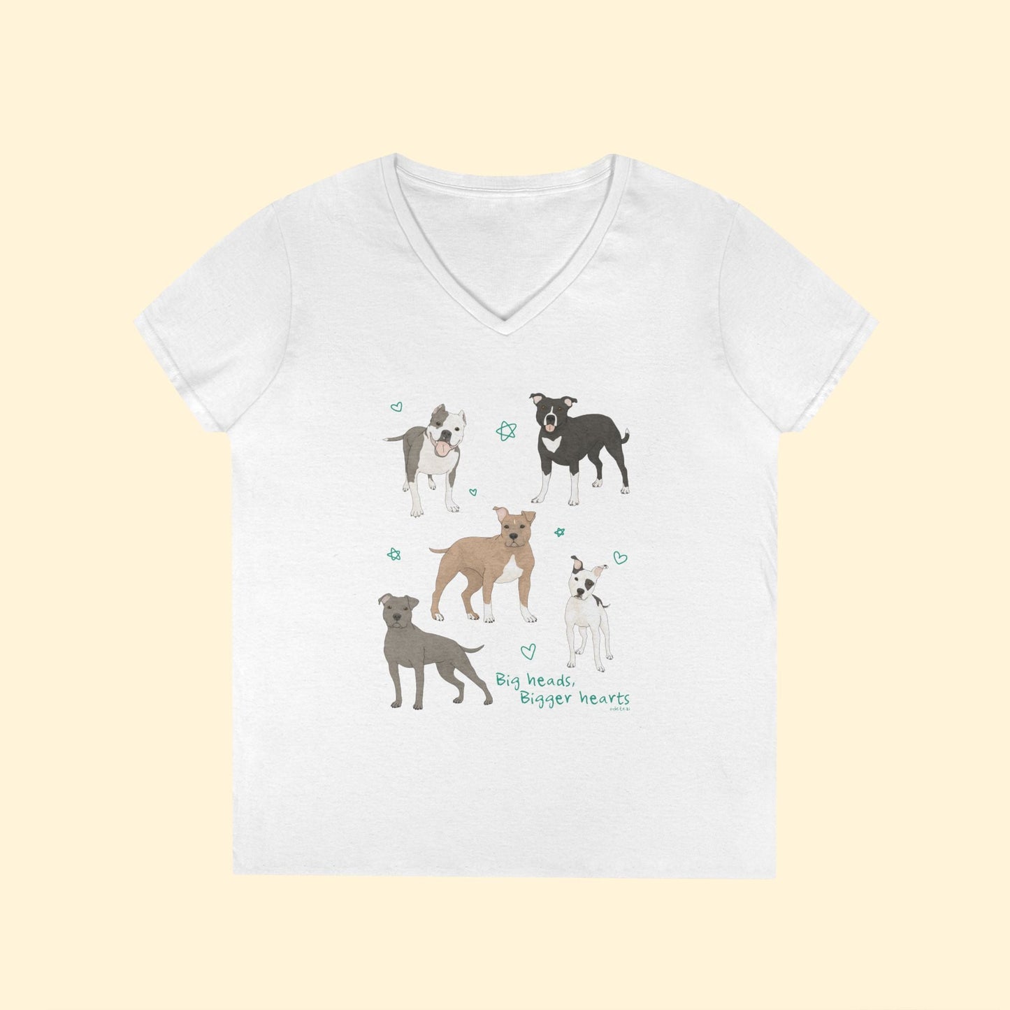 Big Heads, Bigger Hearts | Ladies' V - Neck T-Shirt - Detezi Designs - 46133953969270419725