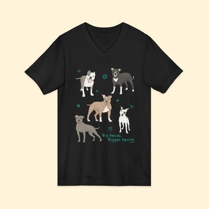 Big Heads, Bigger Hearts | Unisex V - Neck Tee - Detezi Designs - 12600546158571444354