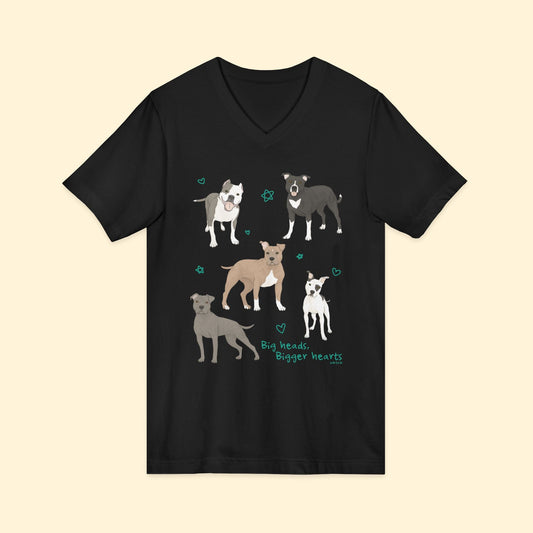 Big Heads, Bigger Hearts | Unisex V - Neck Tee - Detezi Designs - 12600546158571444354