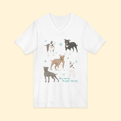 Big Heads, Bigger Hearts | Unisex V - Neck Tee - Detezi Designs - 18405572061986794596