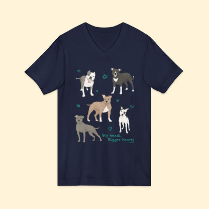 Big Heads, Bigger Hearts | Unisex V - Neck Tee - Detezi Designs - 64353775765485228609