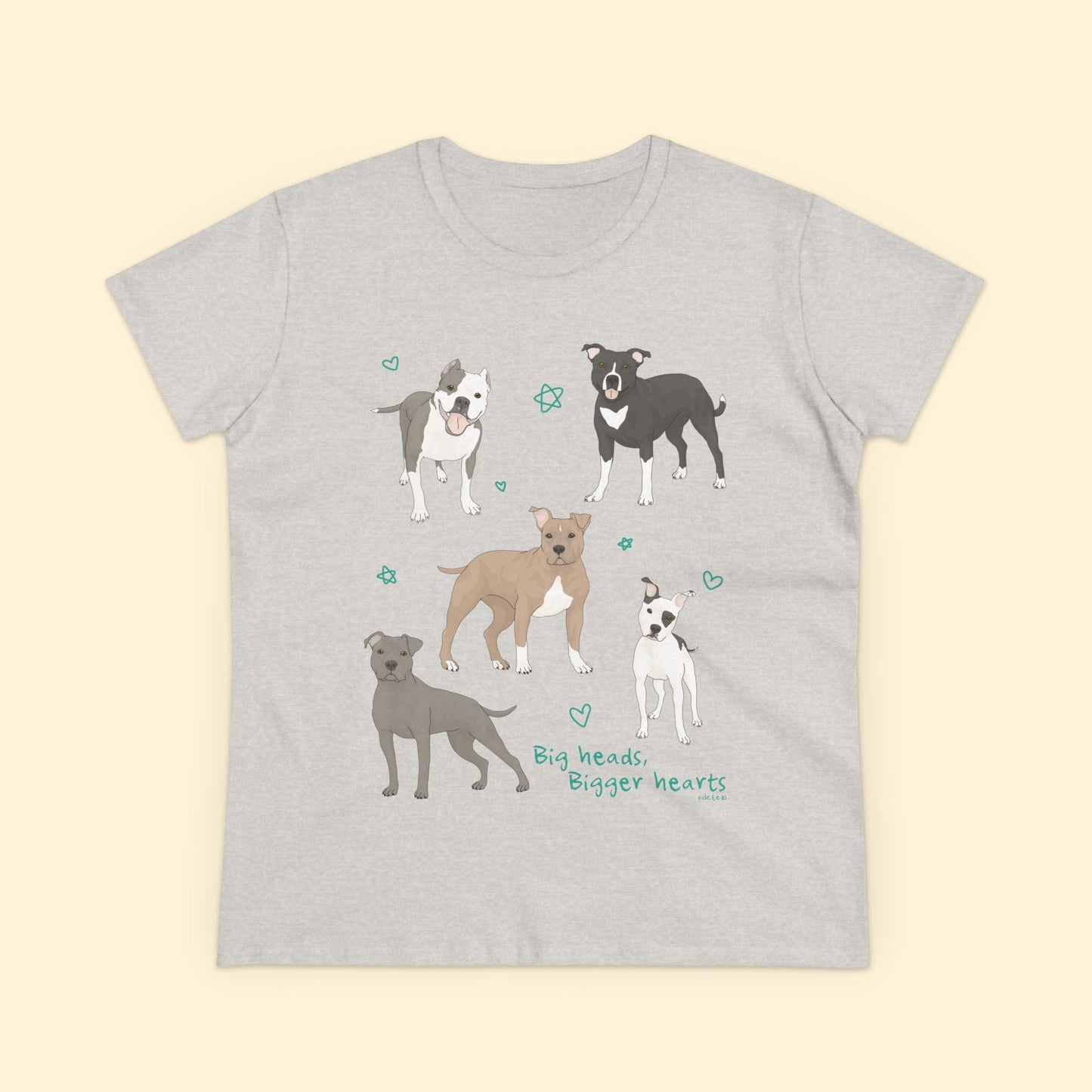 Big Heads, Bigger Hearts | Women's Midweight Cotton Tee - Detezi Designs - 15405795078121458745