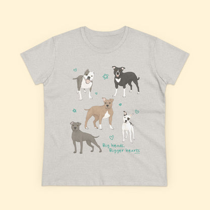 Big Heads, Bigger Hearts | Women's Midweight Cotton Tee - Detezi Designs - 15405795078121458745