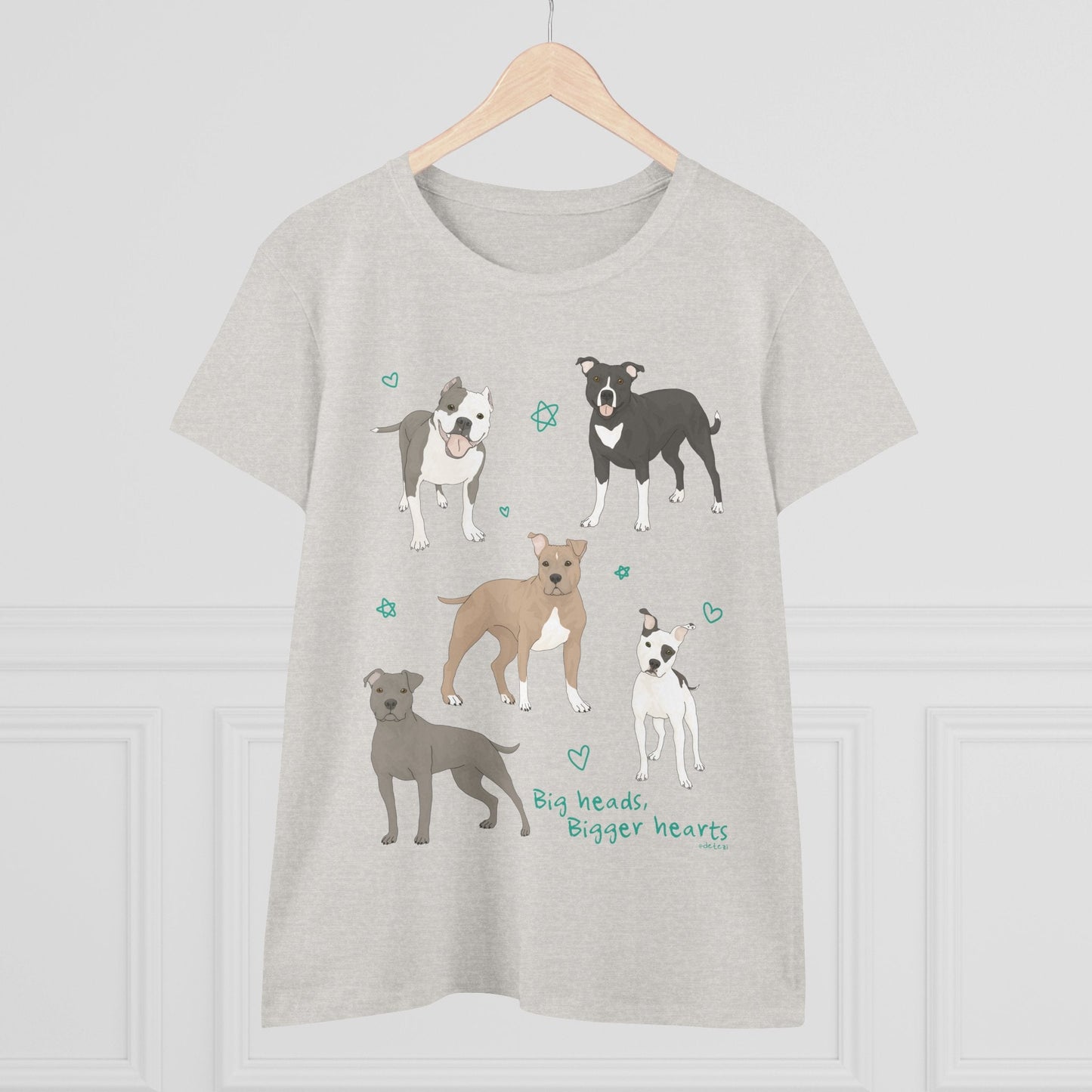 Big Heads, Bigger Hearts | Women's Midweight Cotton Tee - Detezi Designs - 15405795078121458745