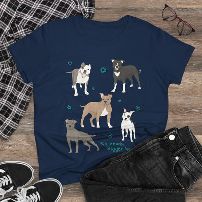 Big Heads, Bigger Hearts | Women's Midweight Cotton Tee - Detezi Designs - 18845323193878655109