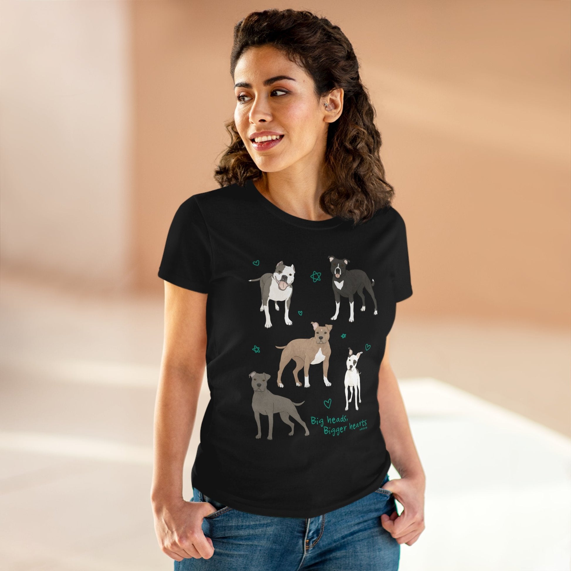 Big Heads, Bigger Hearts | Women's Midweight Cotton Tee - Detezi Designs - 18845323193878655109