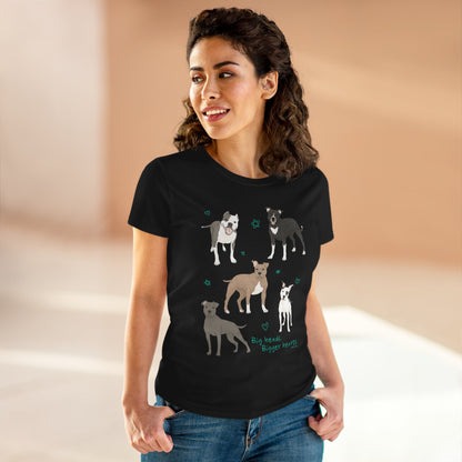 Big Heads, Bigger Hearts | Women's Midweight Cotton Tee - Detezi Designs - 18845323193878655109