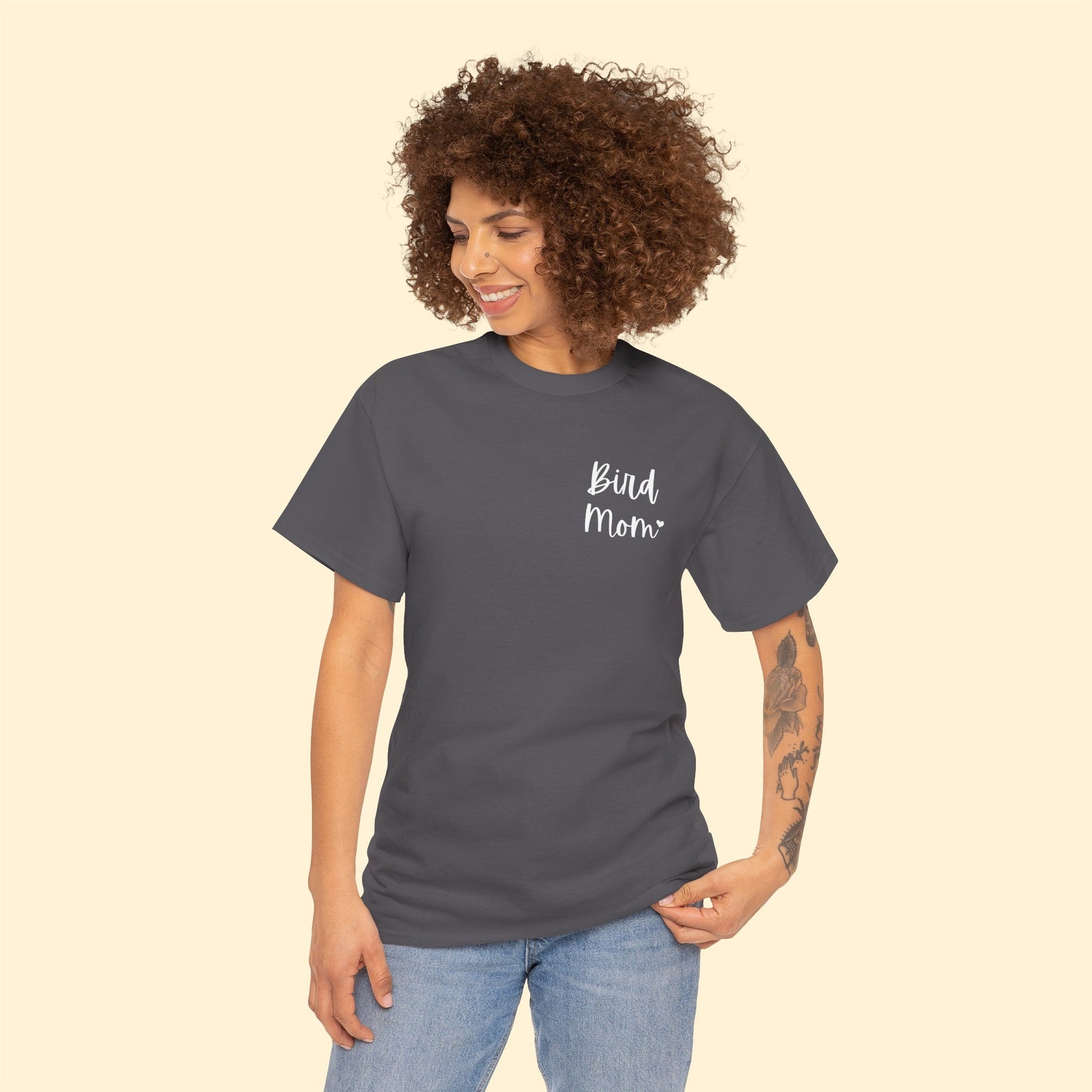 Bird Mom | Pocket Print | Unisex T-shirt - Detezi Designs-27911757887517744487