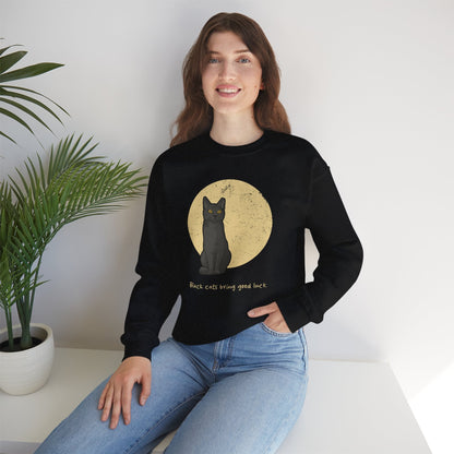 Black Cats Bring Good Luck | Crewneck Sweatshirt - Detezi Designs - 32416312296312753064