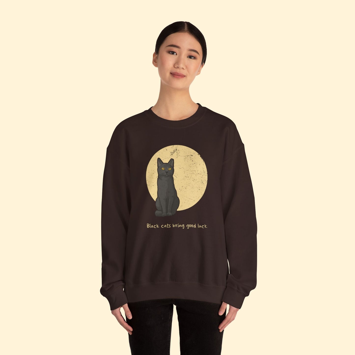 Black Cats Bring Good Luck | Crewneck Sweatshirt - Detezi Designs - 32416312296312753064