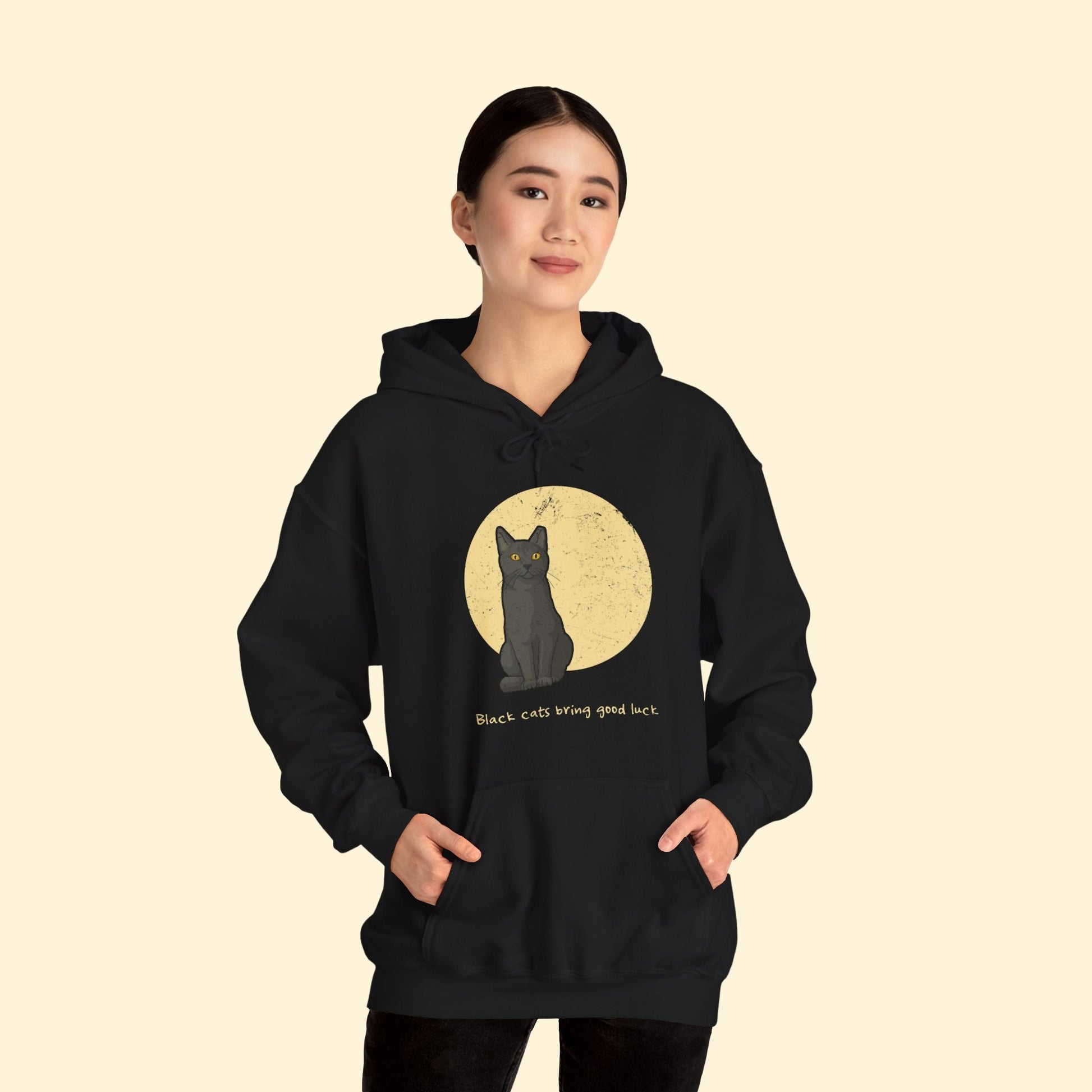 Black Cats Bring Good Luck | Hooded Sweatshirt - Detezi Designs - 16413580923846364462