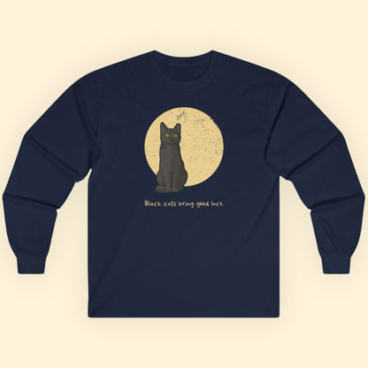 Black Cats Bring Good Luck | Long Sleeve Tee - Detezi Designs - 29574609119662312450