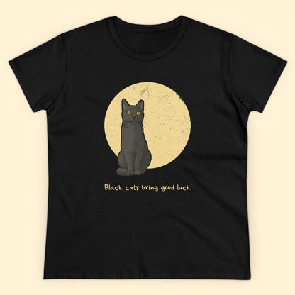 Black Cats Bring Good Luck | Women's Midweight Cotton Tee - Detezi Designs - 15018798987667539628