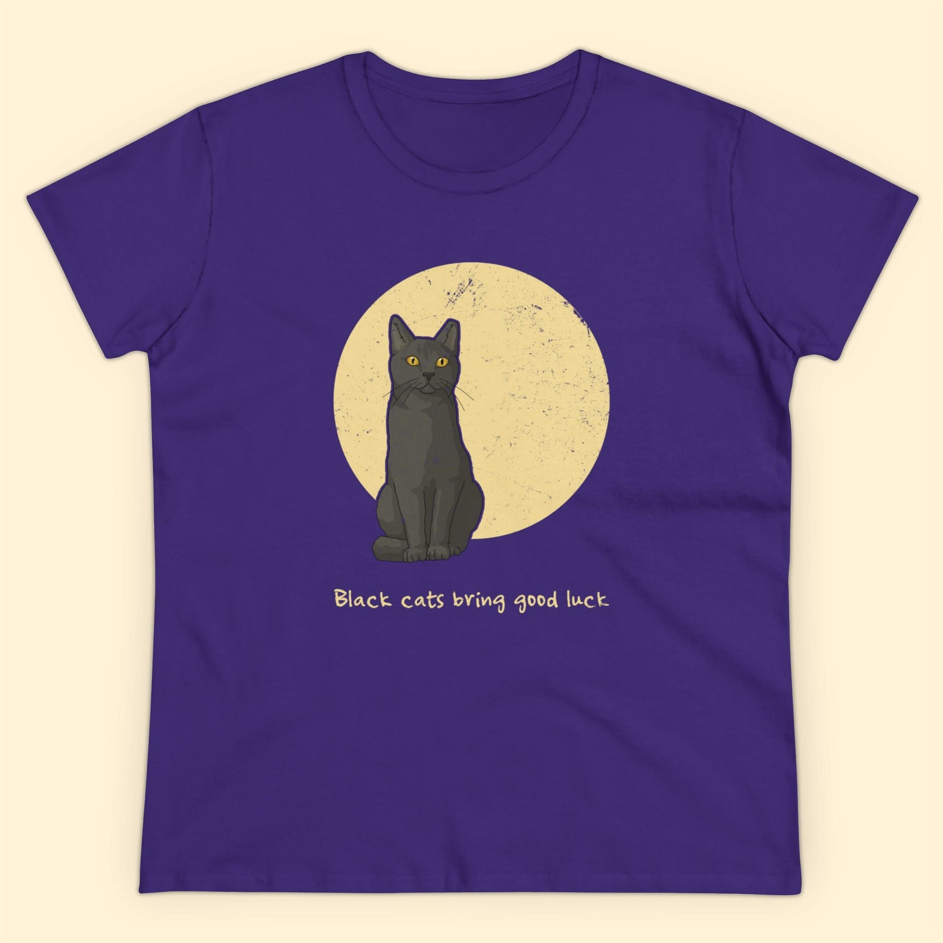 Black Cats Bring Good Luck | Women's Midweight Cotton Tee - Detezi Designs - 31684204040430395802