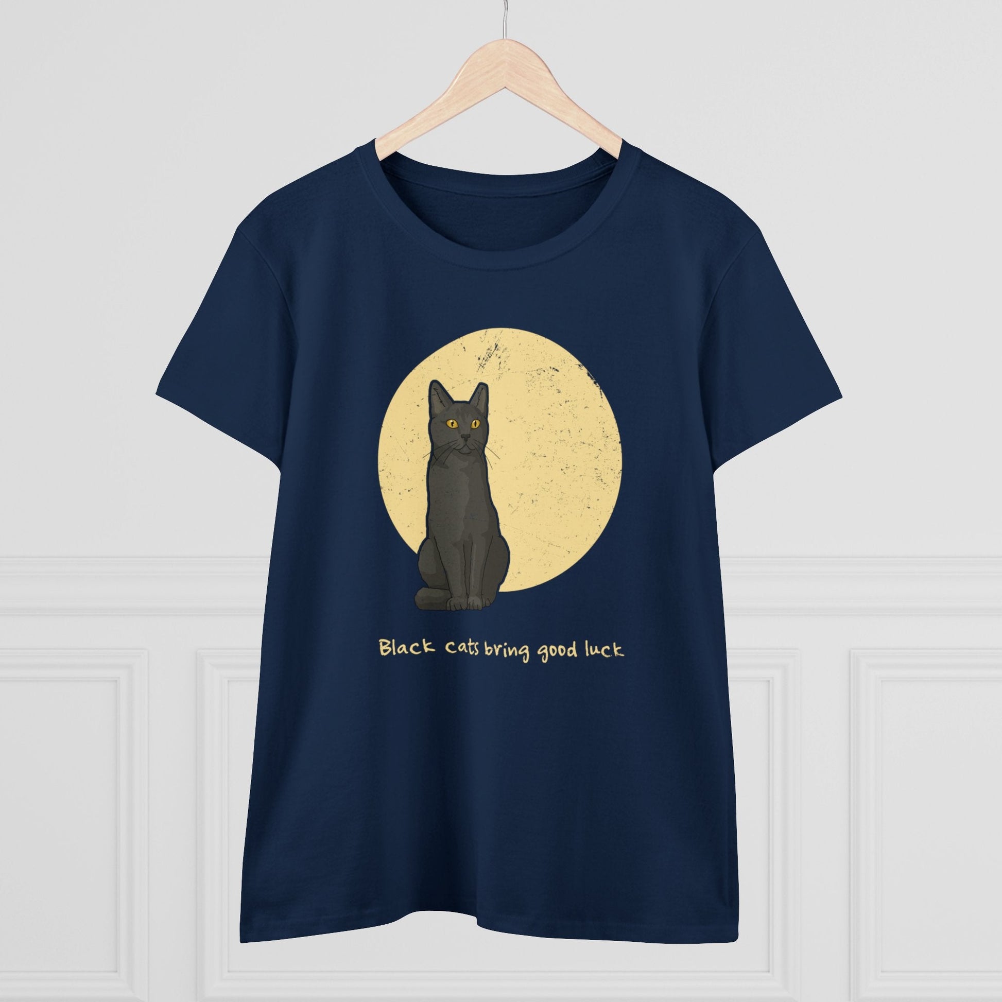 Black Cats Bring Good Luck | Women's Midweight Cotton Tee - Detezi Designs - 31684204040430395802