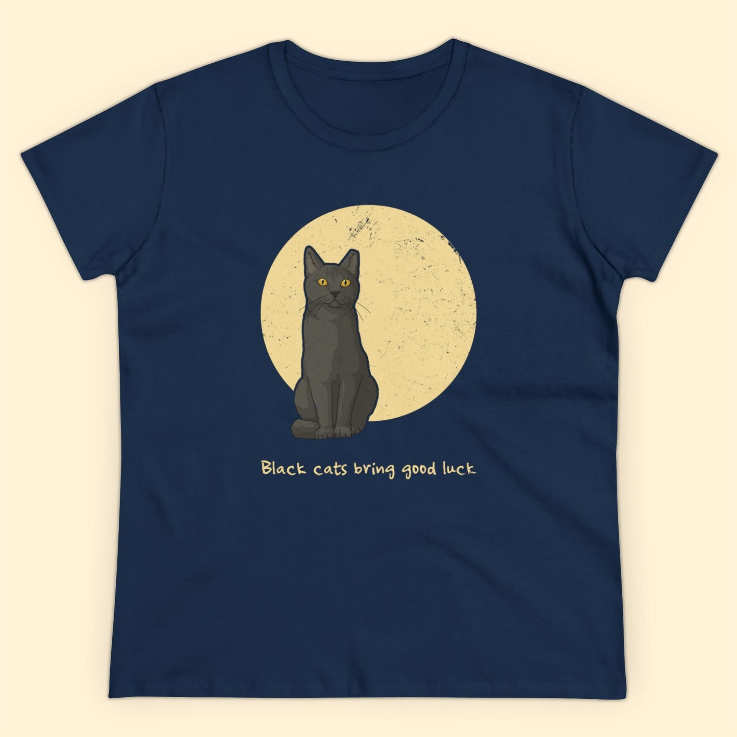 Black Cats Bring Good Luck | Women's Midweight Cotton Tee - Detezi Designs - 43192152599348015603