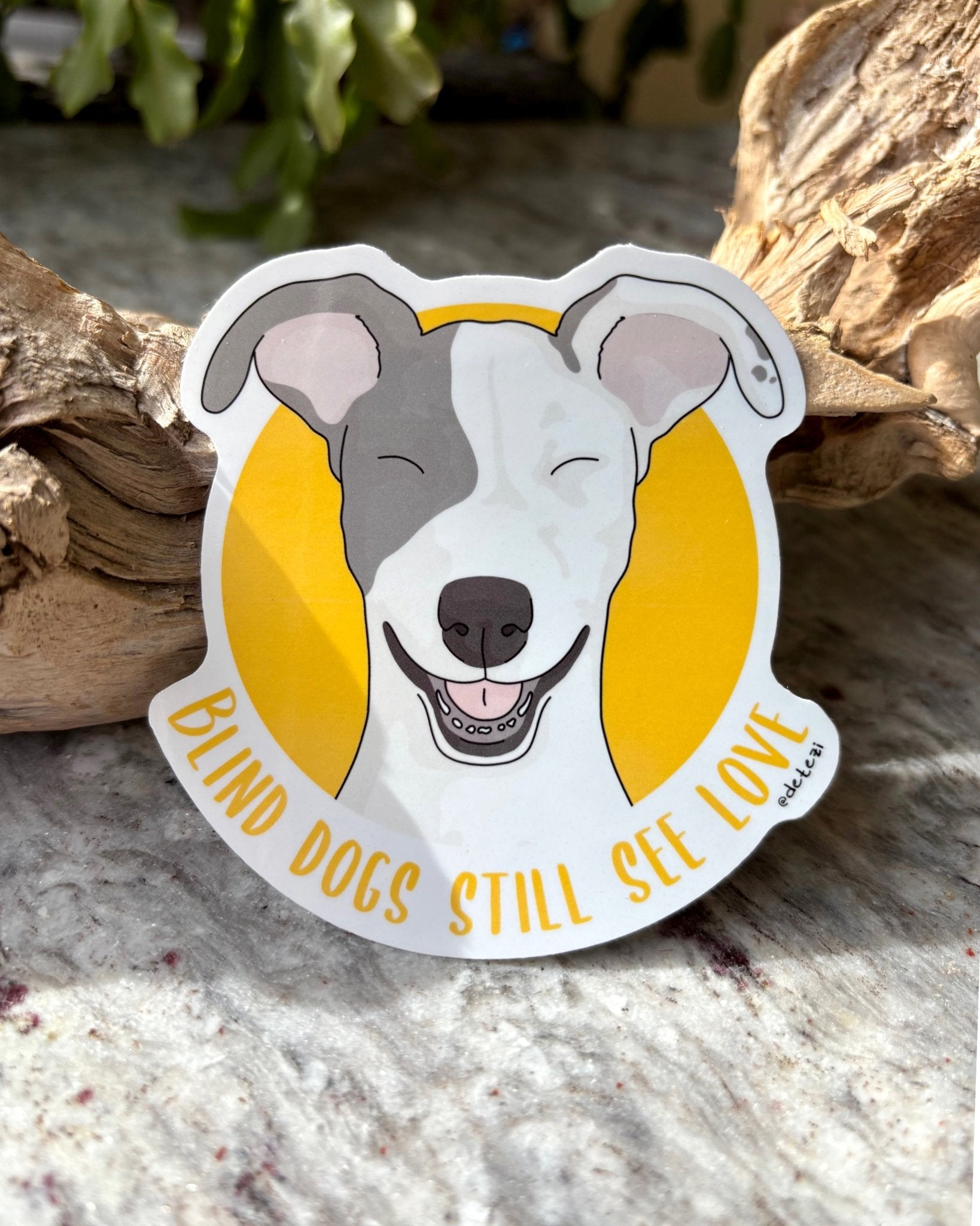 Blind Dogs Still See Love | 3" Vinyl Sticker - Detezi Designs - 