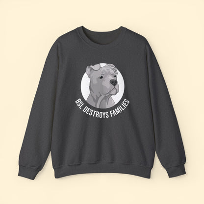 BSL Destroys Families | Crewneck Sweatshirt - Detezi Designs - 36512303643635129111