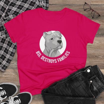 BSL Destroys Families | Women's Midweight Cotton Tee - Detezi Designs - 27833646866662958196