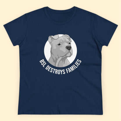 BSL Destroys Families | Women's Midweight Cotton Tee - Detezi Designs - 27833646866662958196