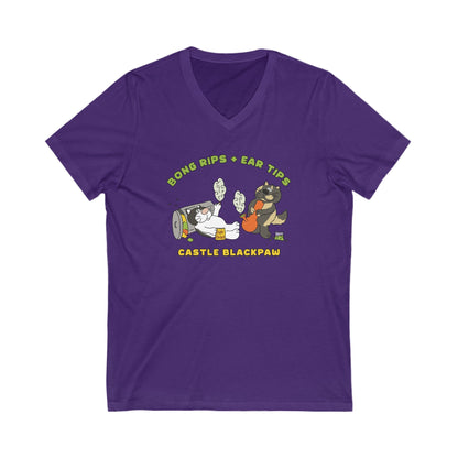 Castle Blackpaw | FUNDRAISER | Unisex V - Neck Tee - Detezi Designs - 13543407581027841358