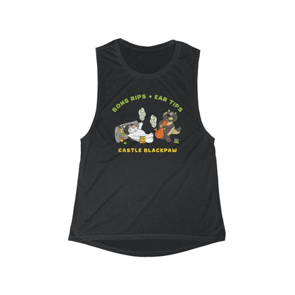 Castle Blackpaw | FUNDRAISER | Women's Flowy Scoop Muscle Tank - Detezi Designs - 24935813672429779428