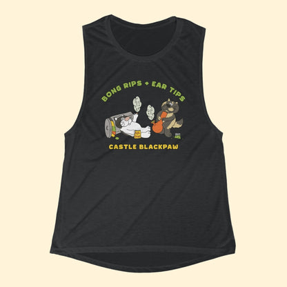 Castle Blackpaw | FUNDRAISER | Women's Flowy Scoop Muscle Tank - Detezi Designs - 28022380306408438027