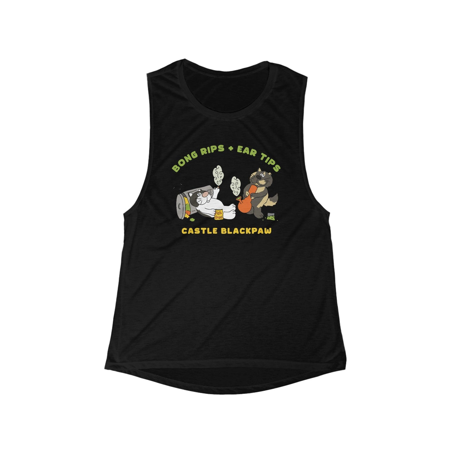 Castle Blackpaw | FUNDRAISER | Women's Flowy Scoop Muscle Tank - Detezi Designs - 35961891624231381151