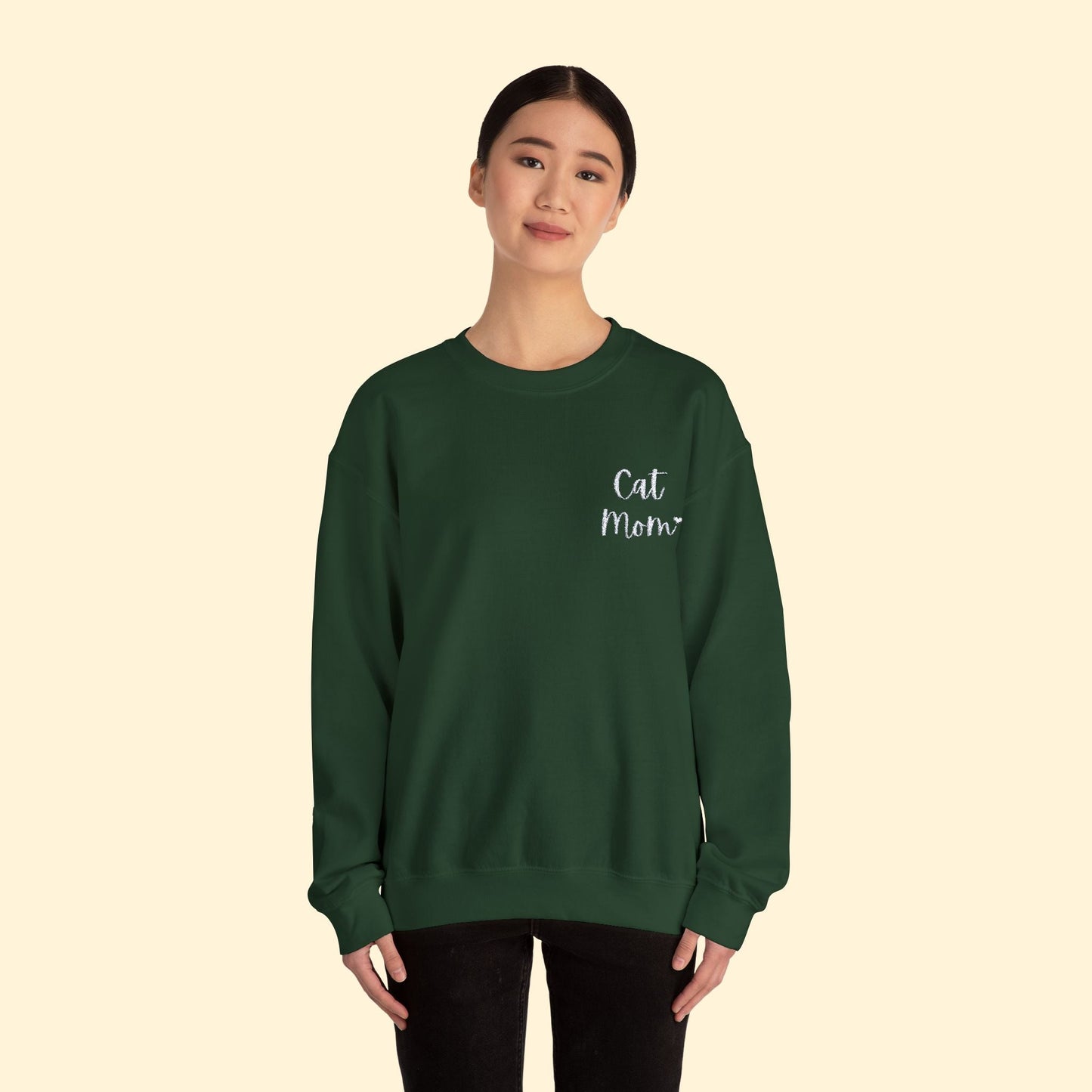 Cat Mom | Embroidered | Unisex Crewneck Sweatshirt - Detezi Designs - 27283107810583952198