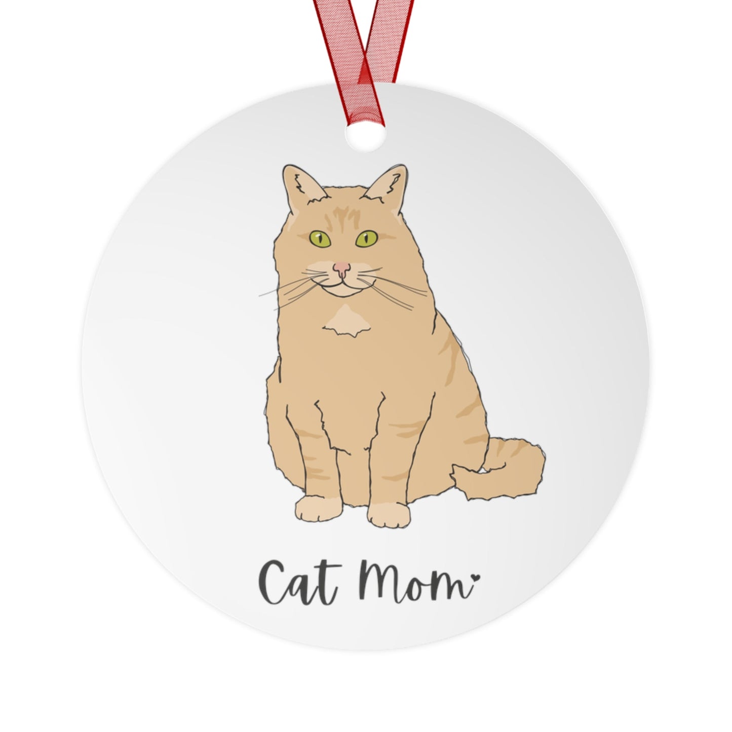 Cat Mom | Fluffy Orange Cat | Holiday Ornament - Detezi Designs - 30554539140335080149