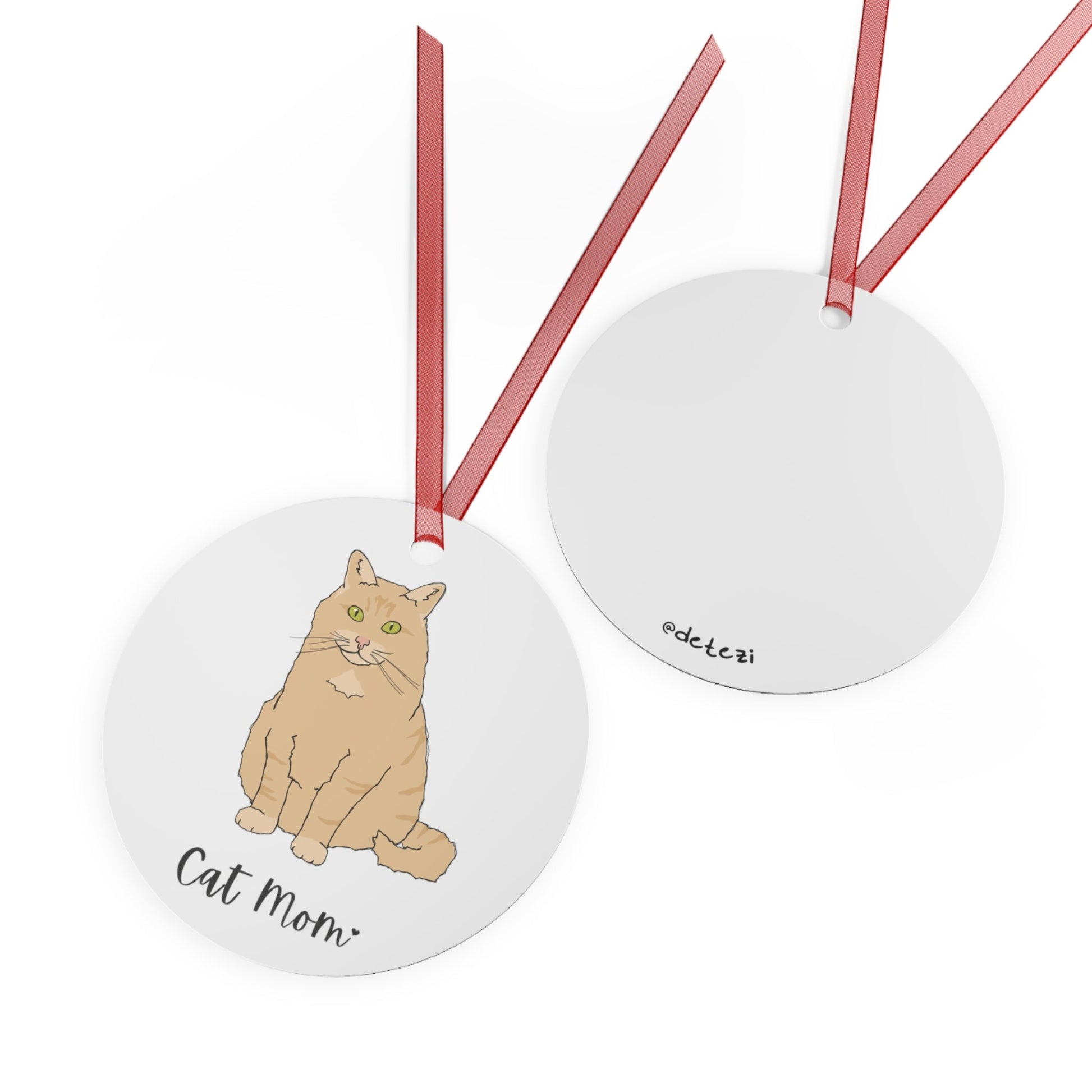 Cat Mom | Fluffy Orange Cat | Holiday Ornament - Detezi Designs - 30554539140335080149