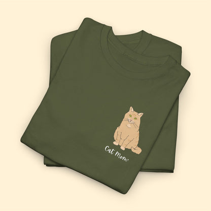 Cat Mom | Fluffy Orange Cat | Pocket Print | Unisex T-shirt - Detezi Designs-25771349401851021283