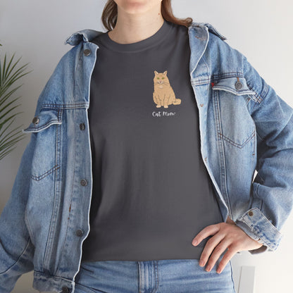 Cat Mom | Fluffy Orange Cat | Pocket Print | Unisex T-shirt - Detezi Designs-25771349401851021283